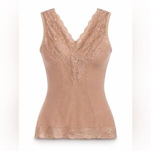 Magic Curves Nude Lace Shaping Cami Tank Top XL Sheer Stretch Lingerie
